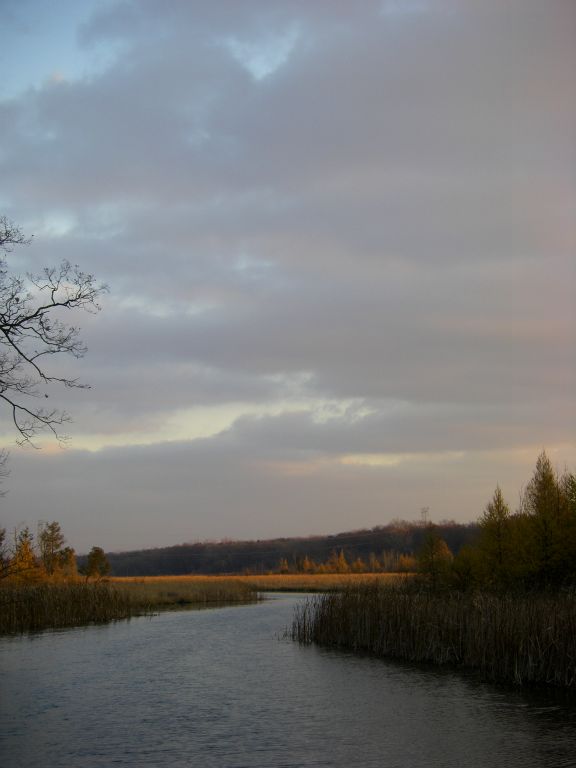 Huron River. Proud Lake Dam; looking upriver.