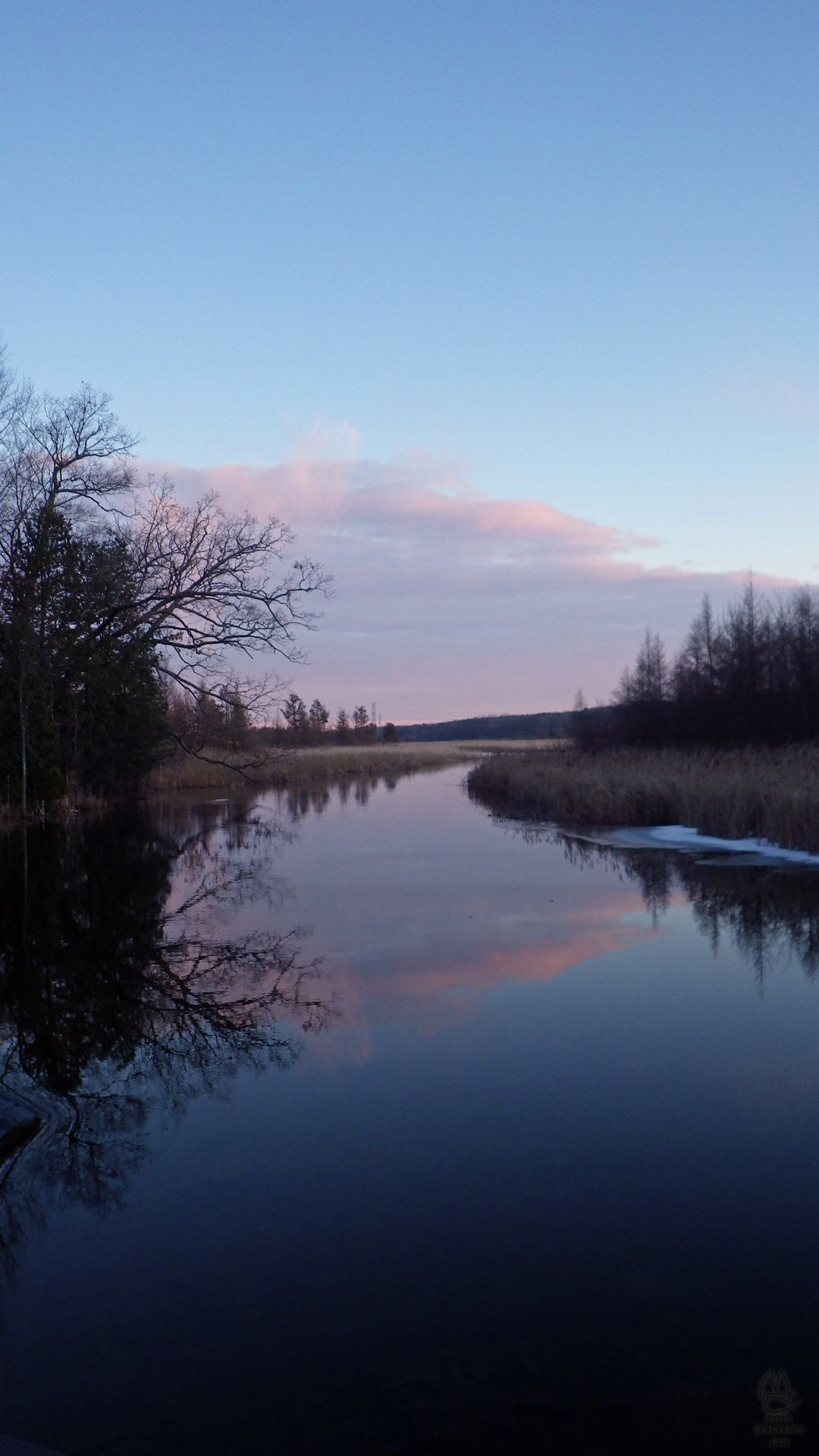 Upriver at sunset.