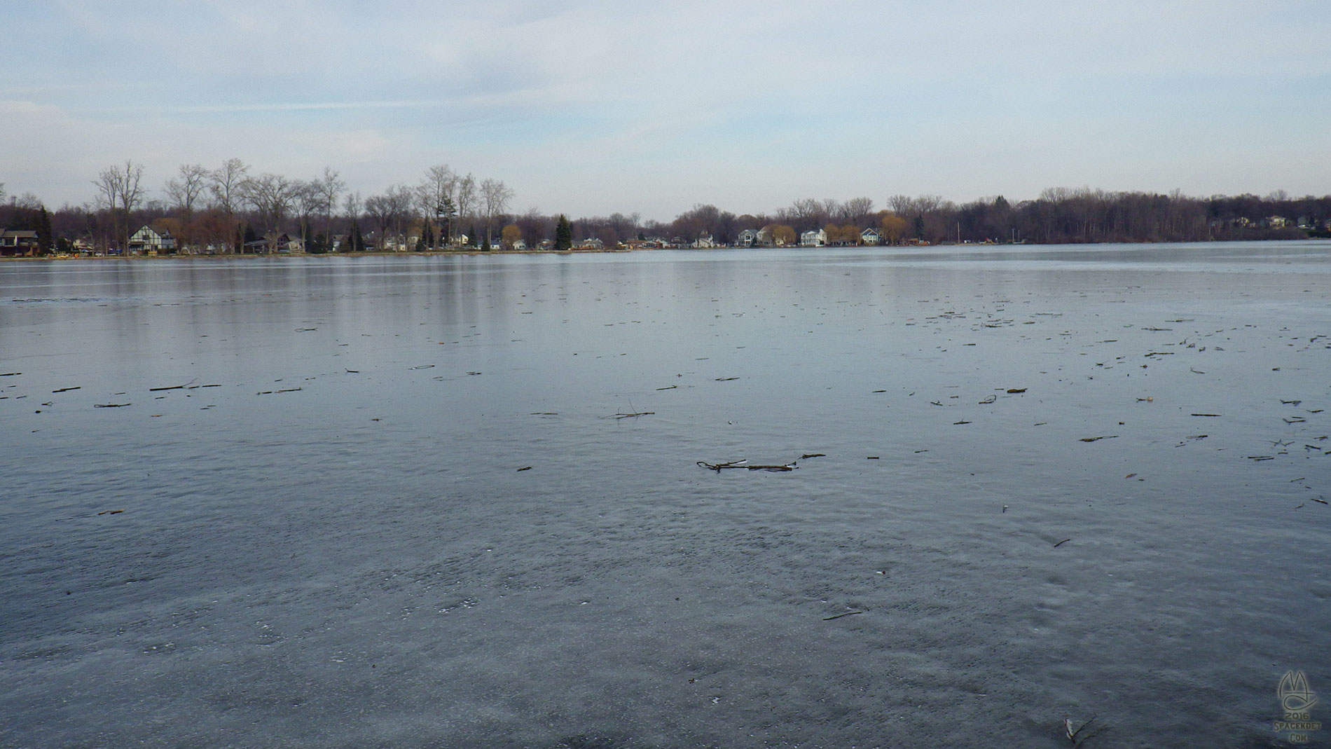 Commerce Lake, looking north. Watch an   ice skating video. 