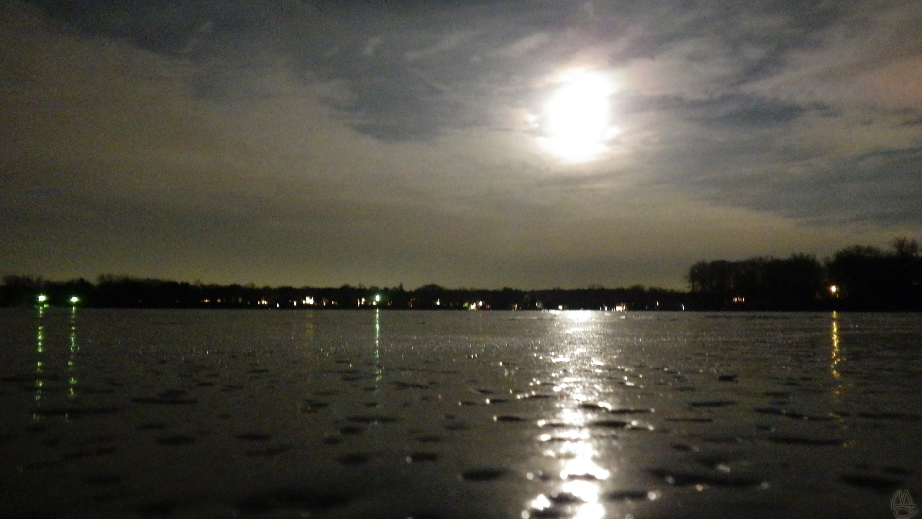 Pitted ice, cloudy Moon.