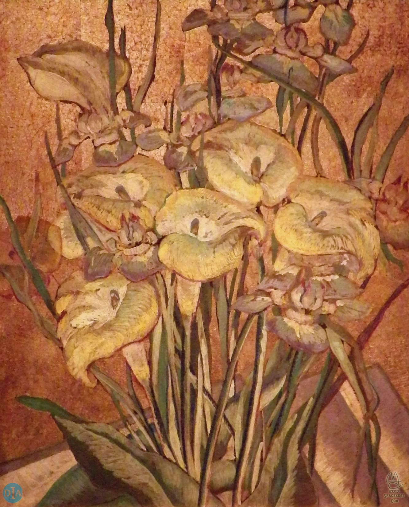 Irisies and Calla Lilies; by Maria Oakey Dewing, 1890-1905.