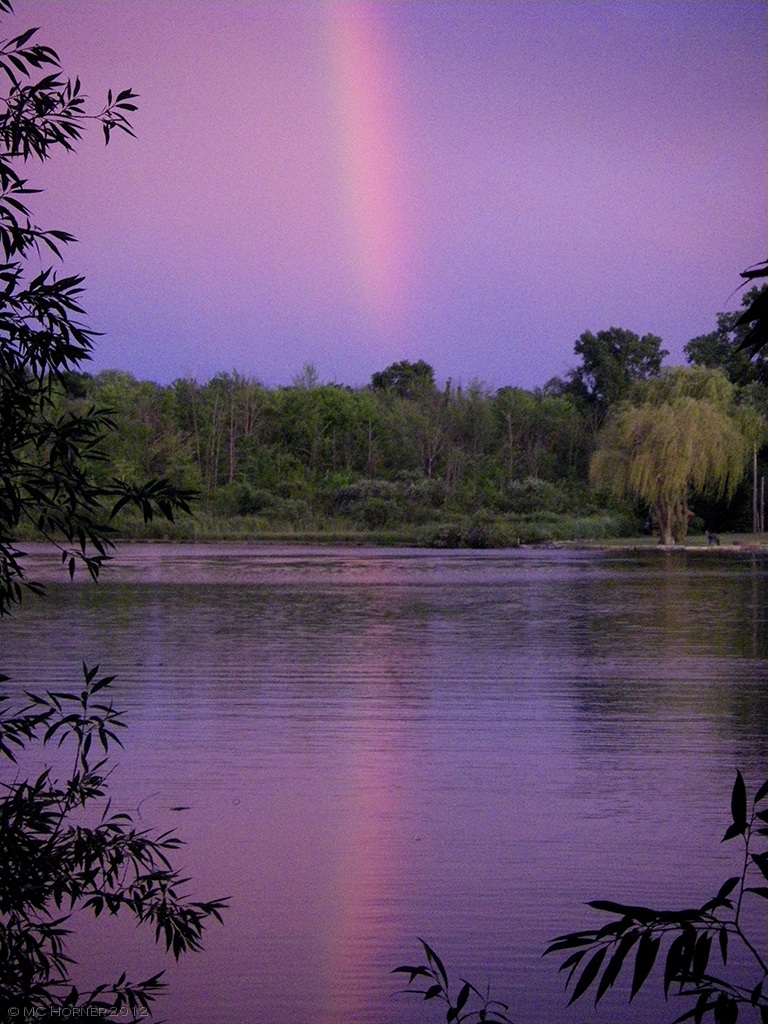 Rainbow at dusk.