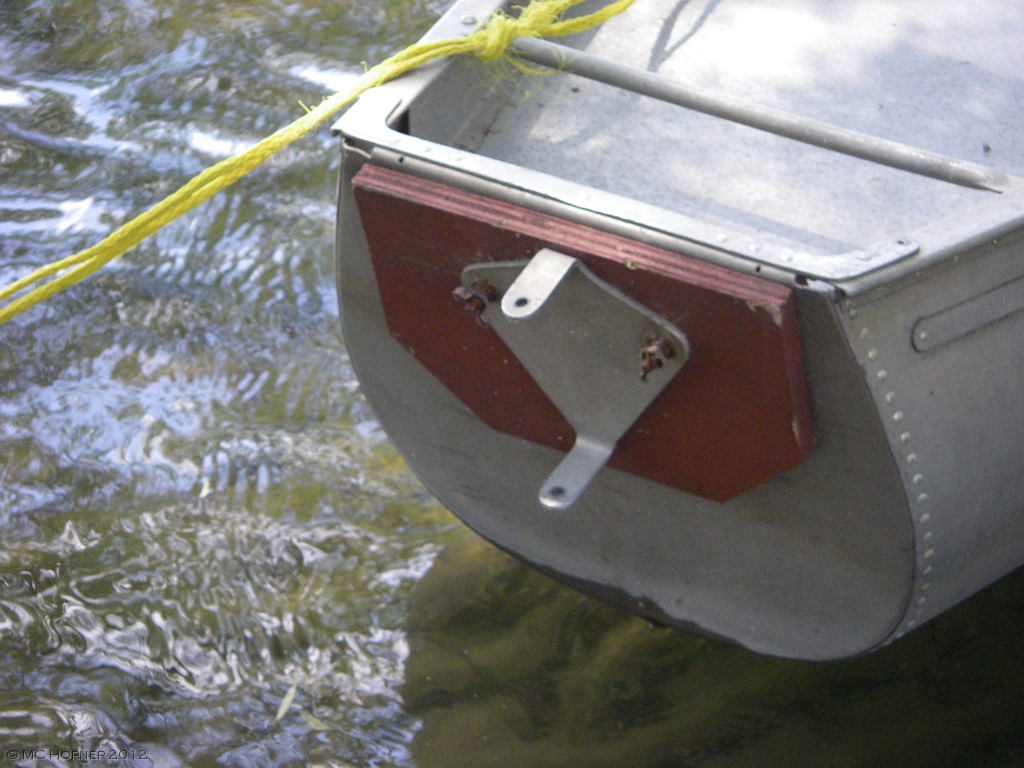 Stern view. rated for a 5 HP boat motor!