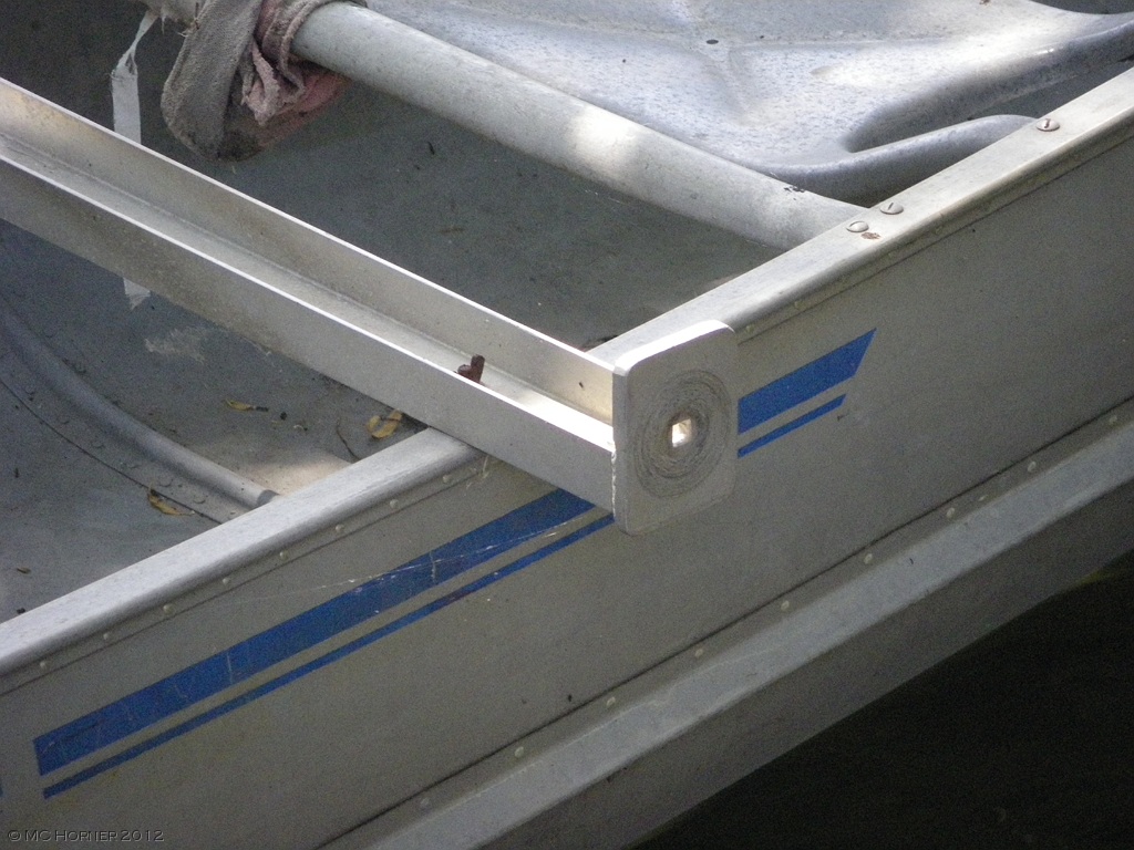Leeboard attachment points. Square hole for carriage bolts.