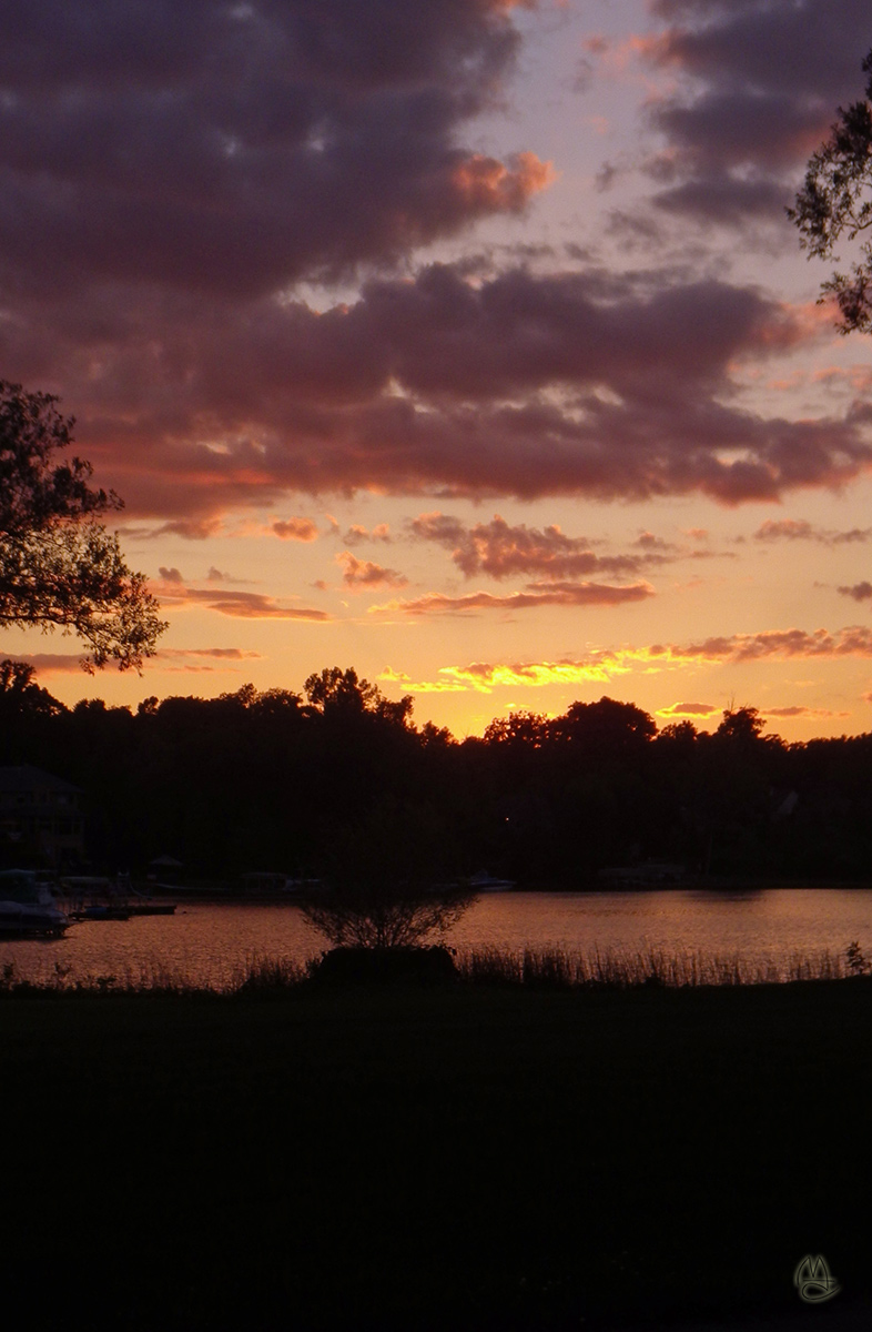Summer sunset on Commerce Lake, Michigan.