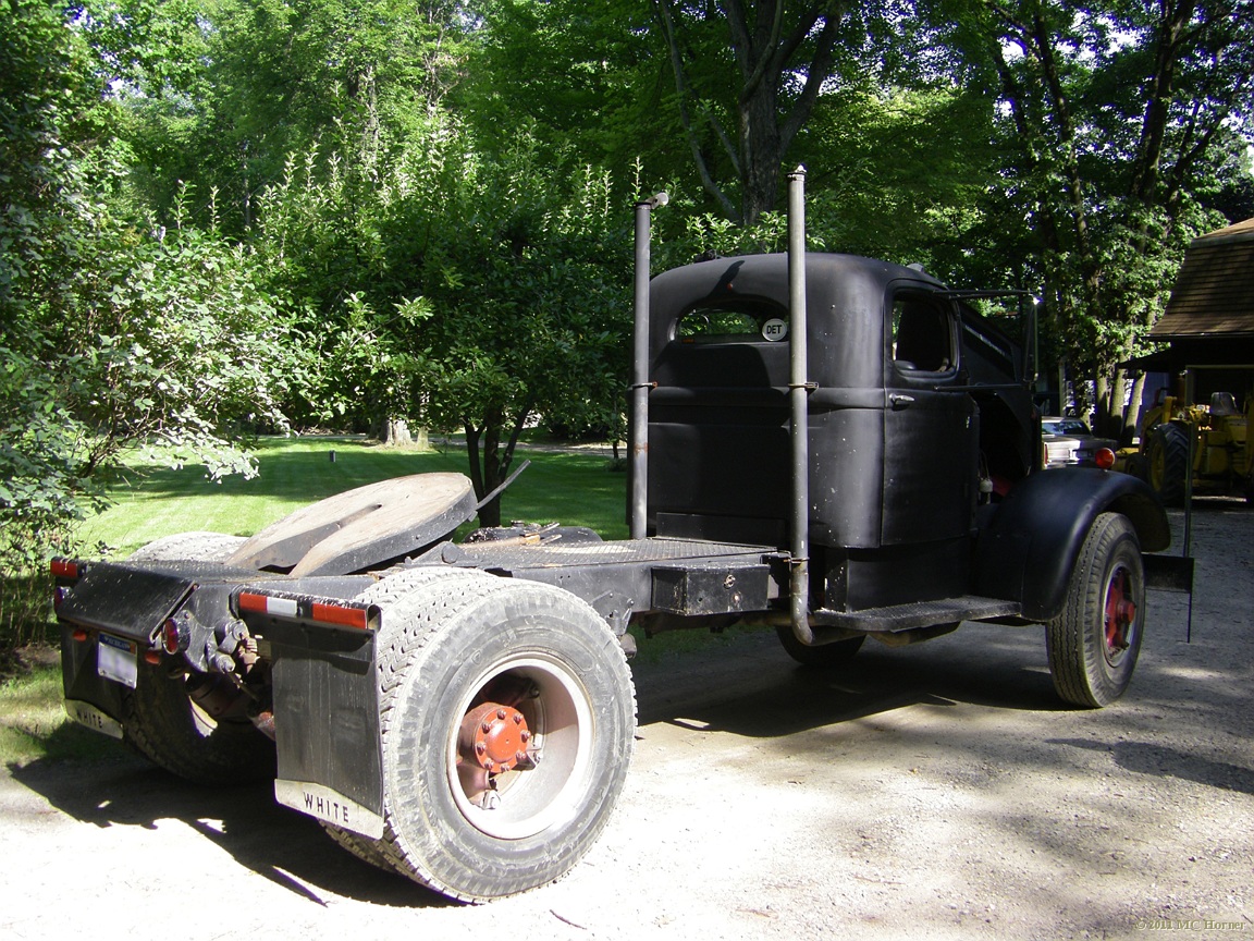 1948 White Truck straight pipes; who needs mufflers?