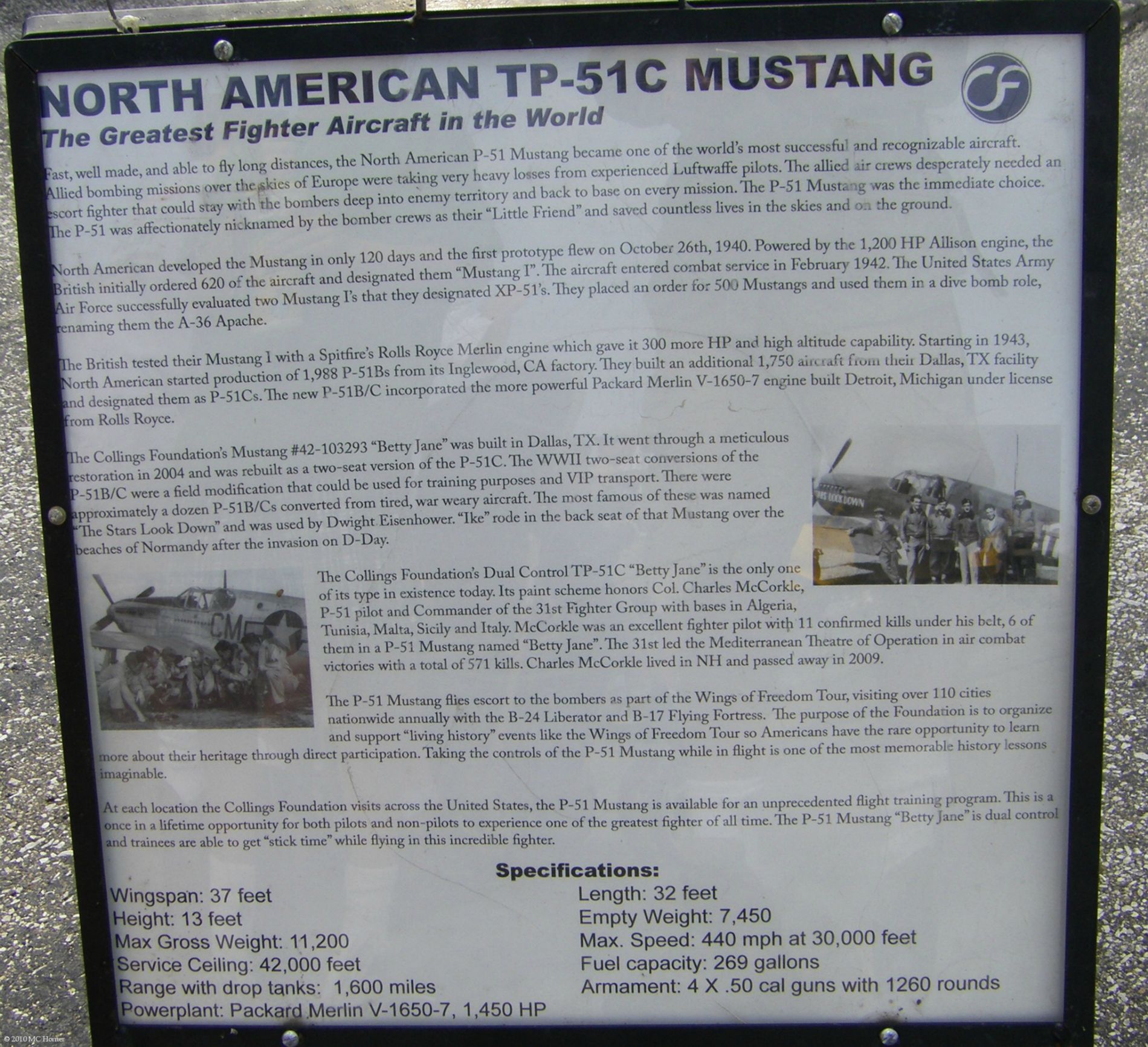 P-51 info board.