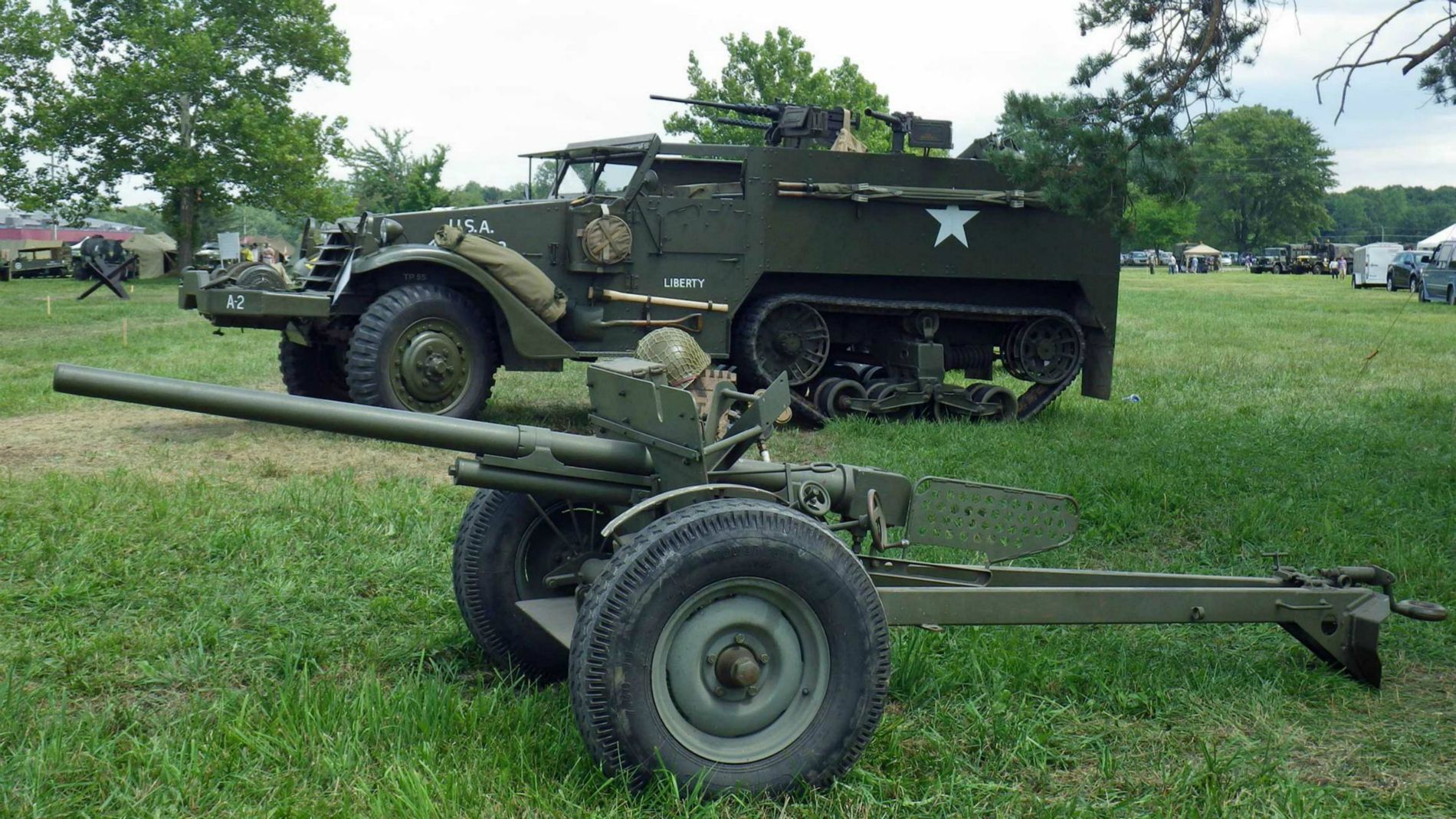 A scene in the battle re-enactor's encampment.