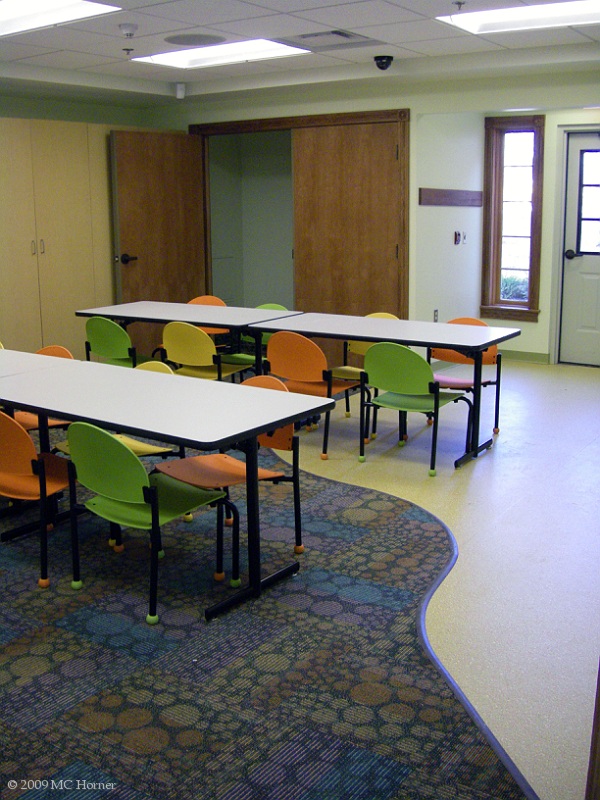 Inside the Storytime House, a children's craft area.