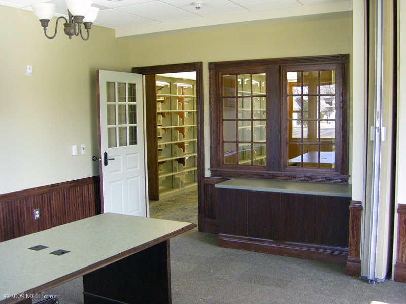 One half of one of the meeting rooms. Note accordian wall on right to divide room. 