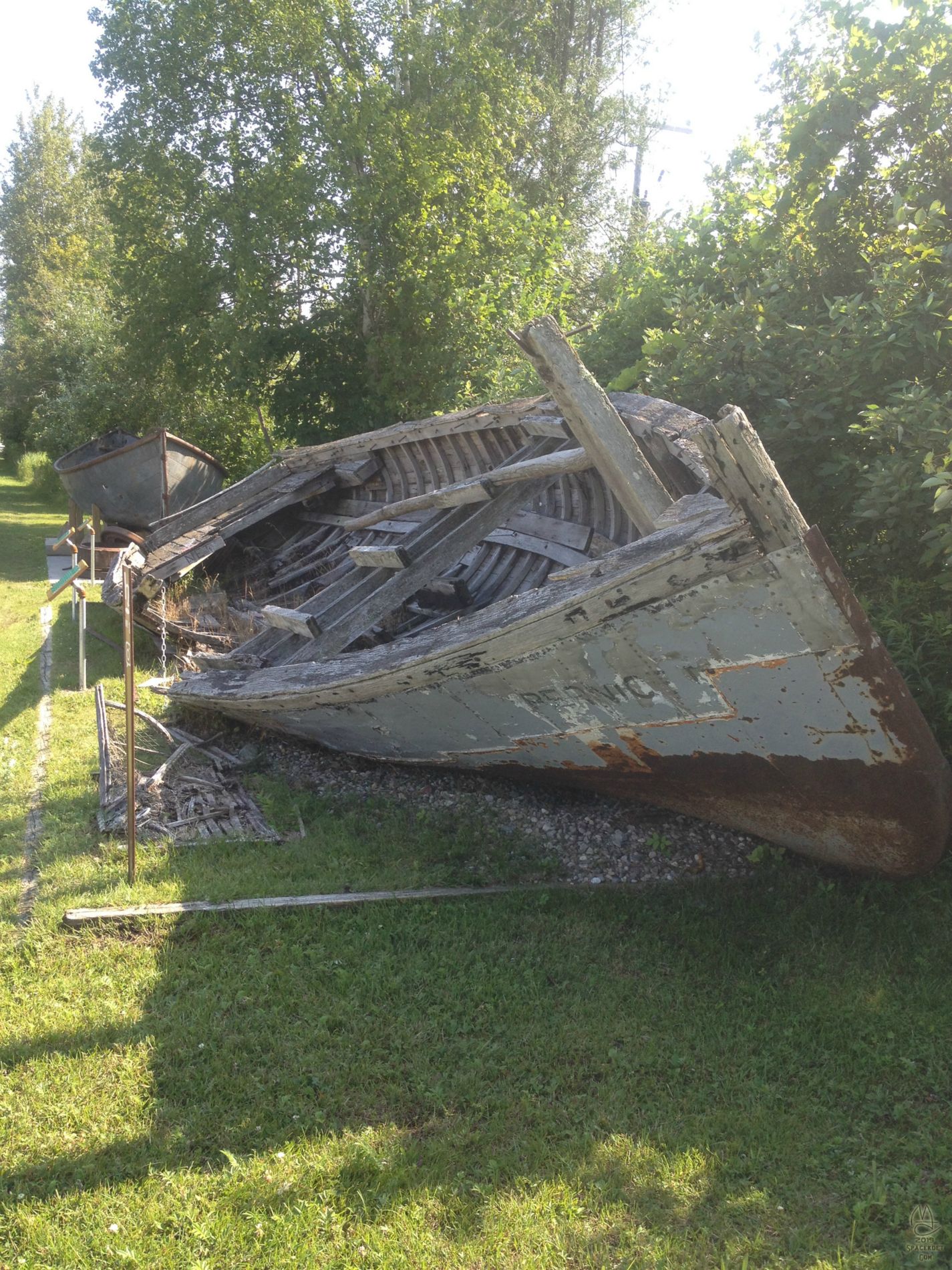 Wooden 'gasboat' display.