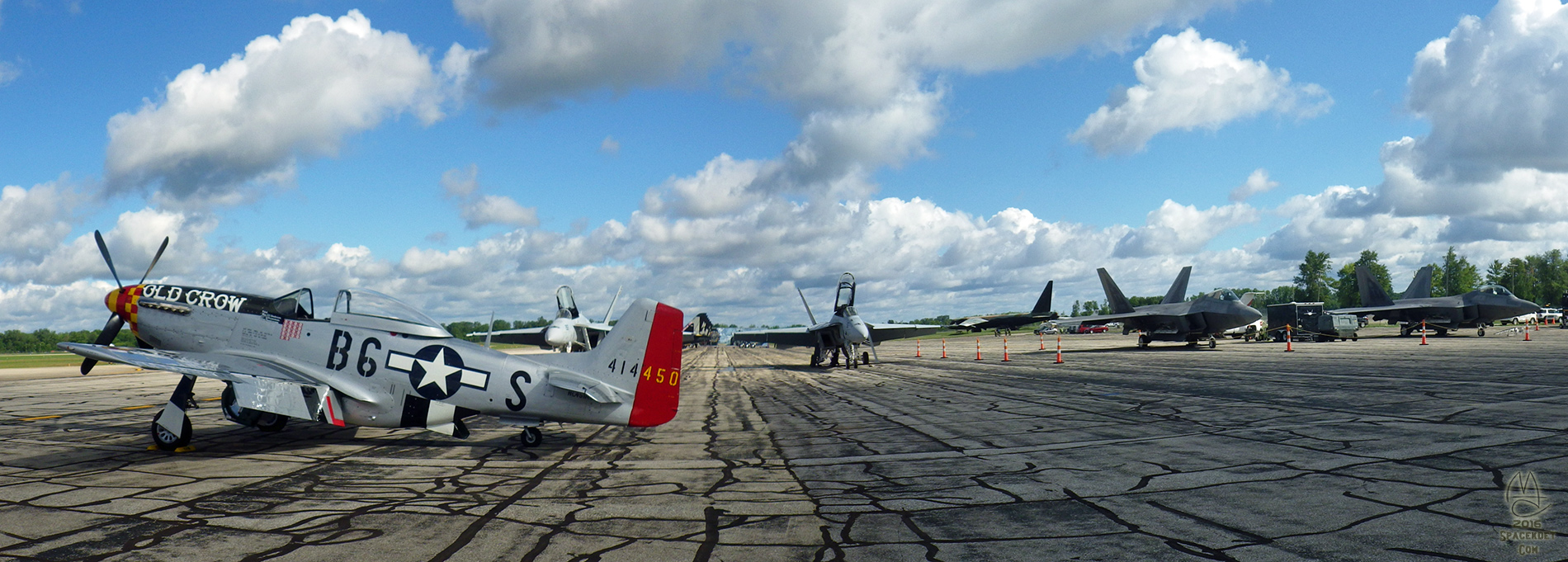 Generations: (L to R) P-51, F-18, B-52, F-22