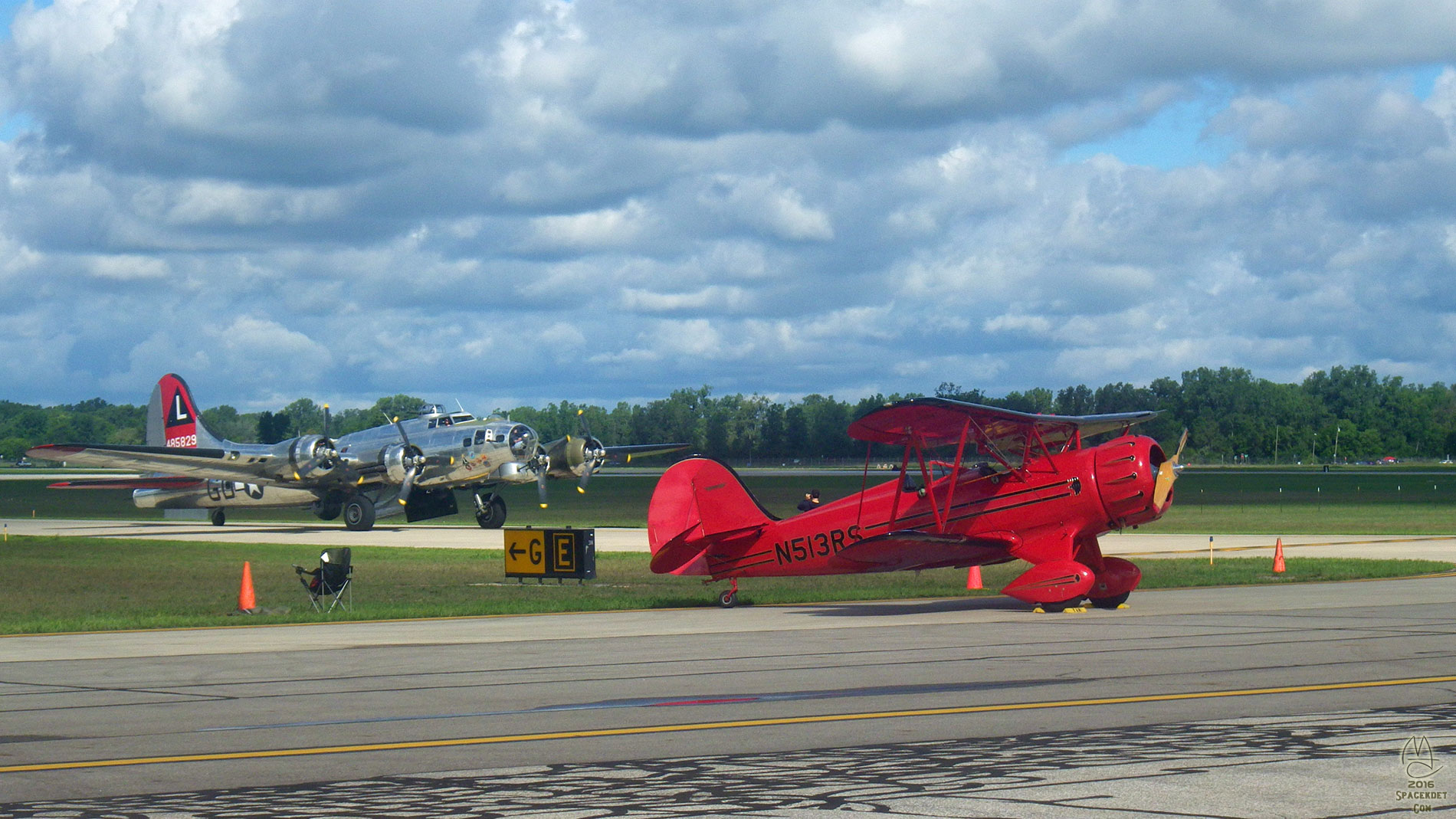 B-17 and Biplane.