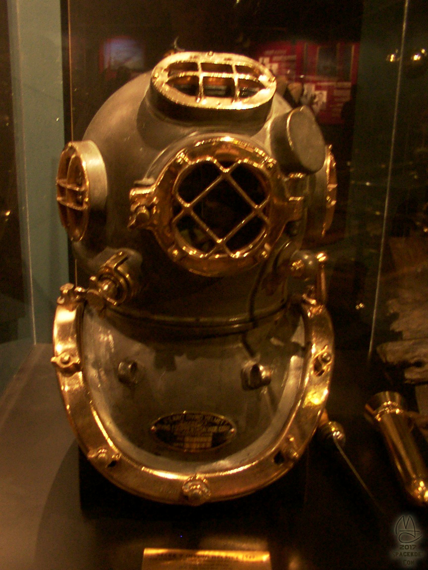 Diving helmet on display at the Shipwreck Museum at Whitefish Point Light Station, Paradise, Michigan