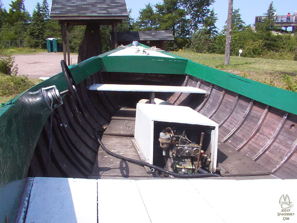 Fishing 'Gasboat' on display at Eagle Harbor Light Station, Eagle Harbor Michigan