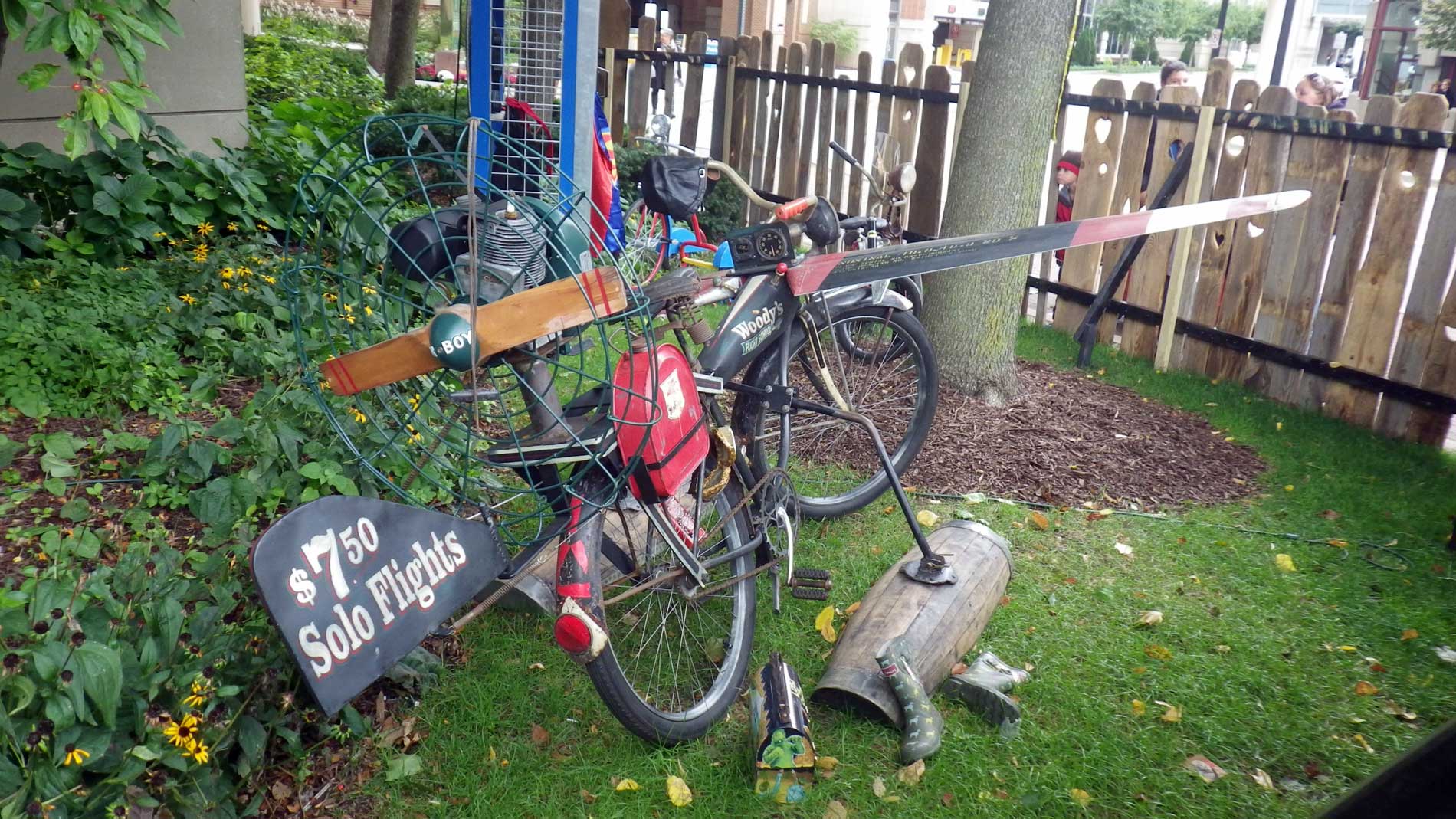 Flight Bike. "First Flight" by artist Larry Sybesma.