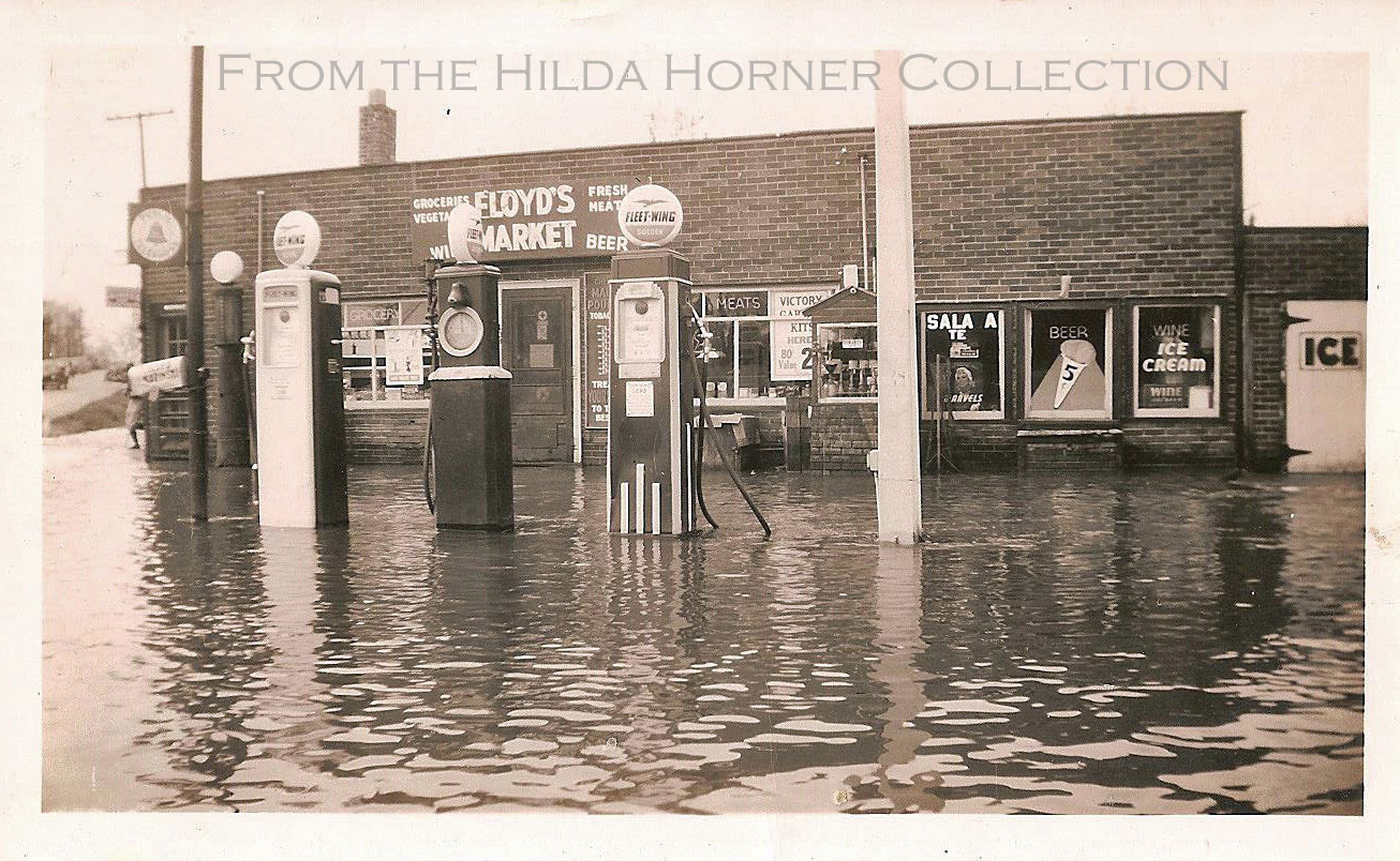 Downtown Commerce, Michigan. 1941, after the flood. Intersection of Carrol Lake Road/ South Commerce  and Commerce Roads.   See  this location in May 2009.