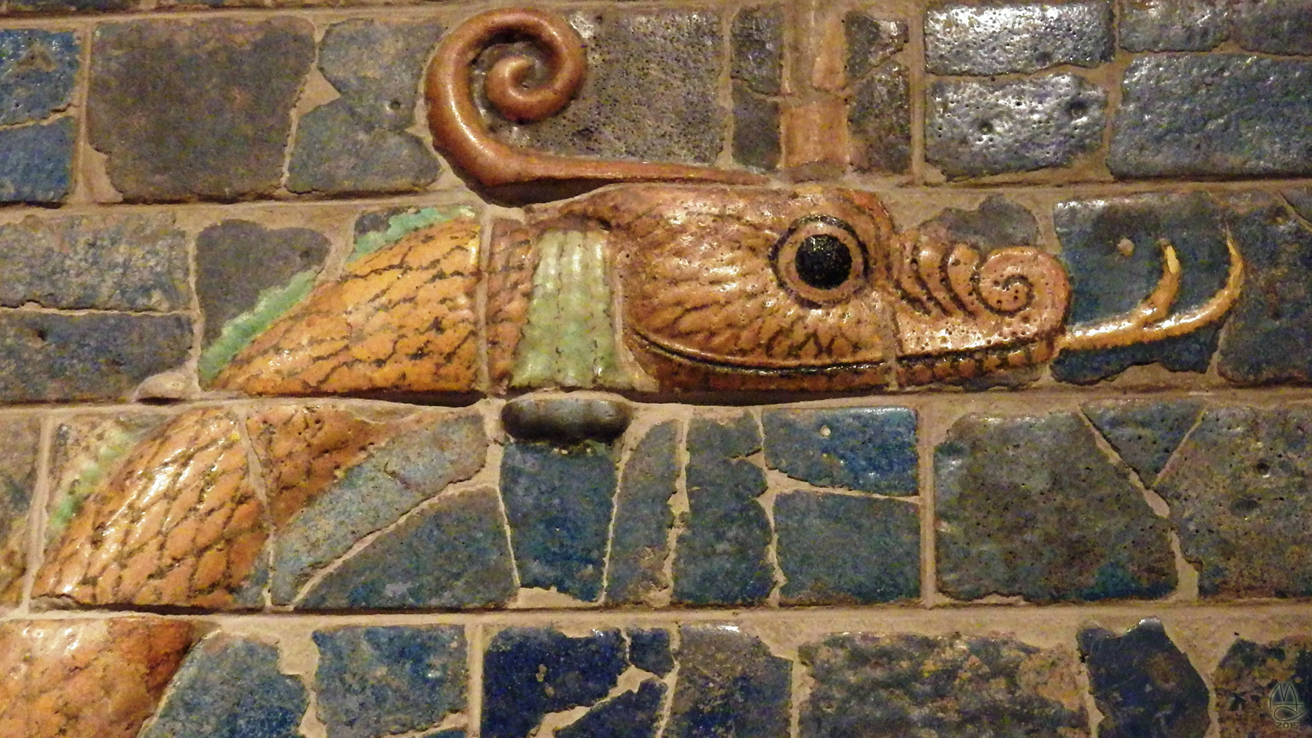 Mushhushshu-Dragon, Symbol of the God Marduk 604-562 BCE. Detail of head.