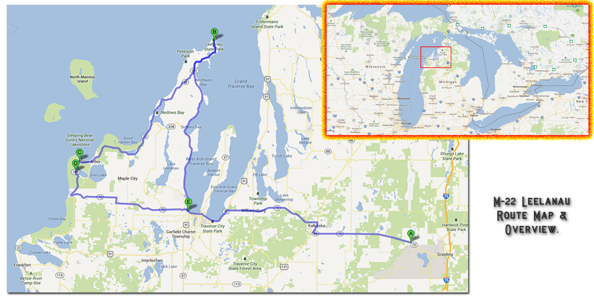 Here is an overview/ loacation map and one of the route we took on our 'Sunday Drive'