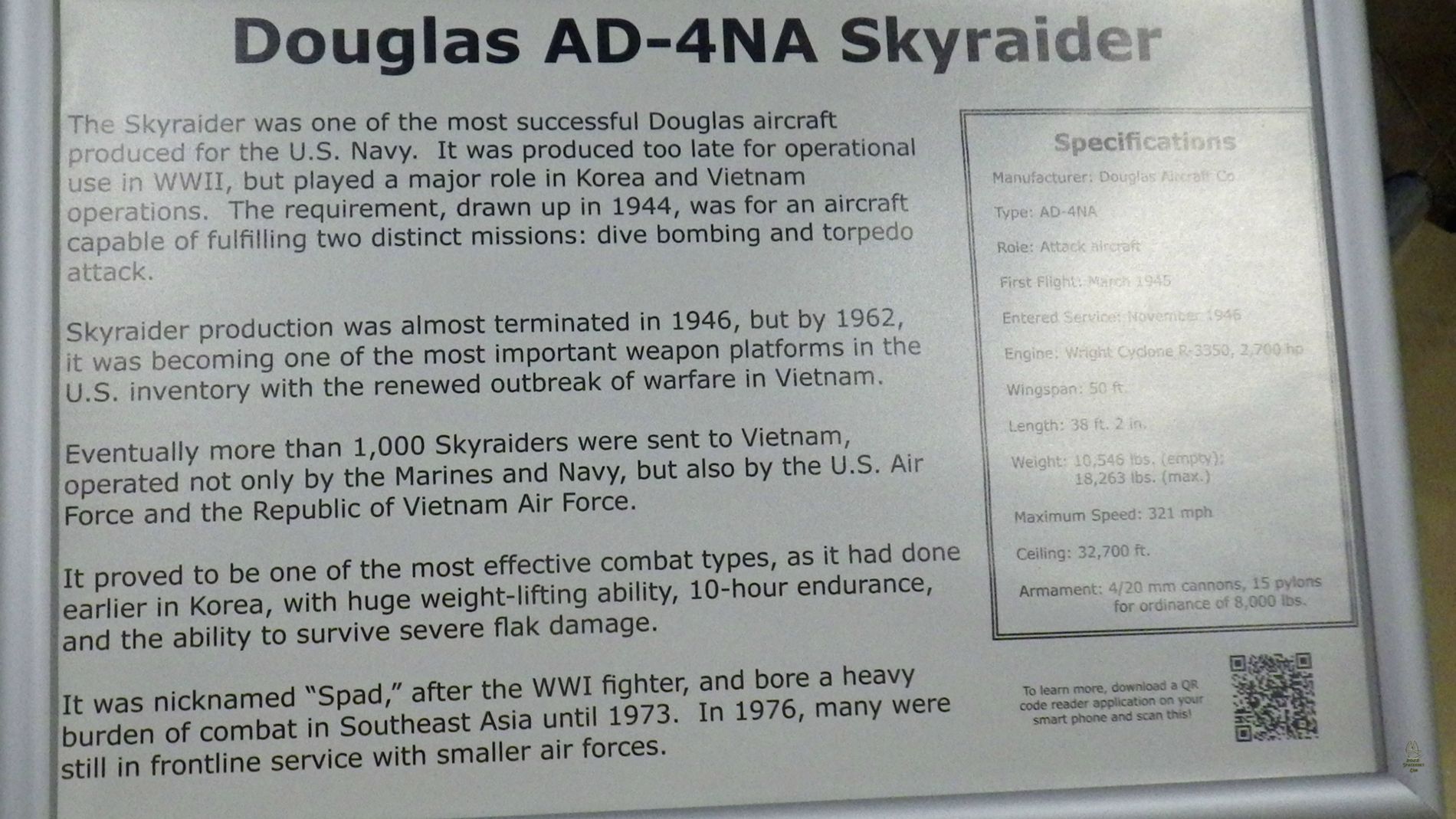 AD-4NA Skyraider sign.