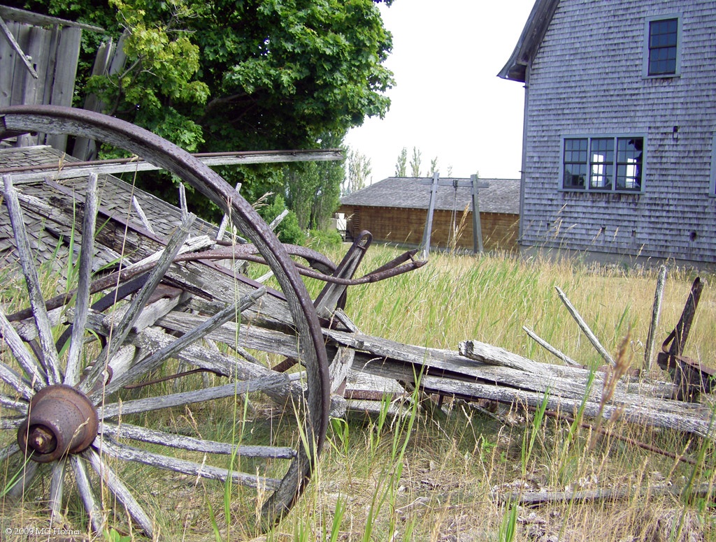 Wagon wheels and barn. Everyone takes this same photo.
