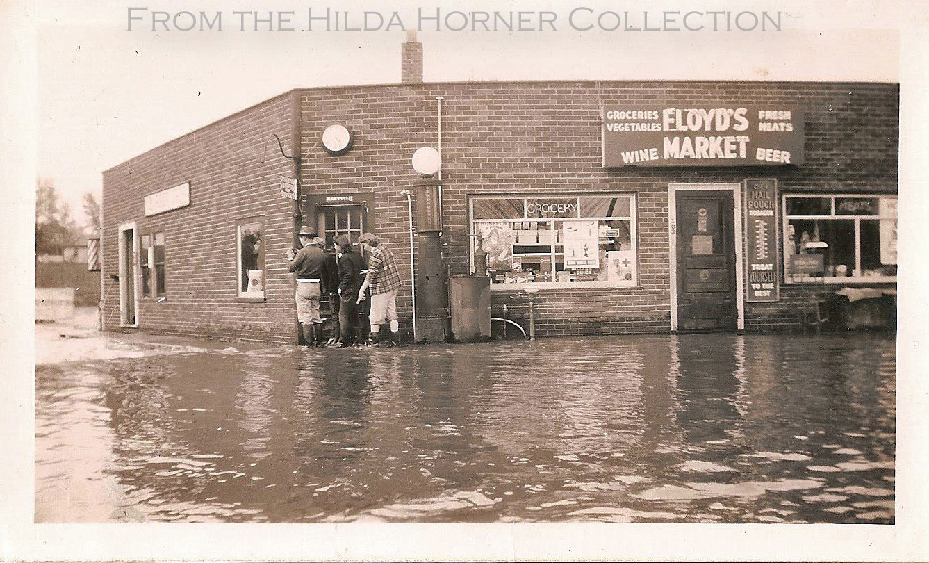 Downtown Commerce, Michigan. 1941, after the flood. Intersection of Carrol Lake Road/ South Commerce  and Commerce Roads. See  this location in May 2009.