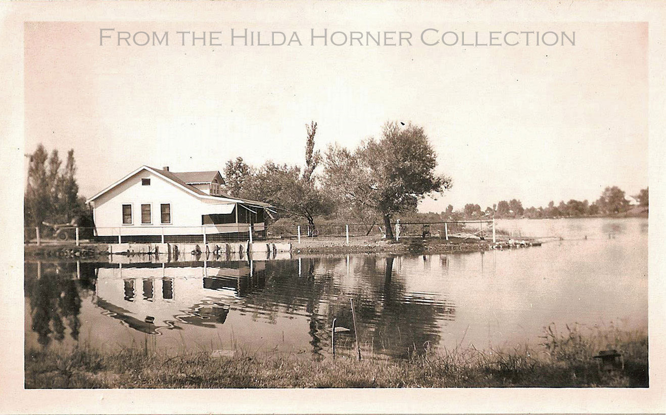 "Cottage Row" before most of the cottages. Looking west from the mouth of the canal. Across the lake is the future location of Commerce Lake Highlands subdivision.